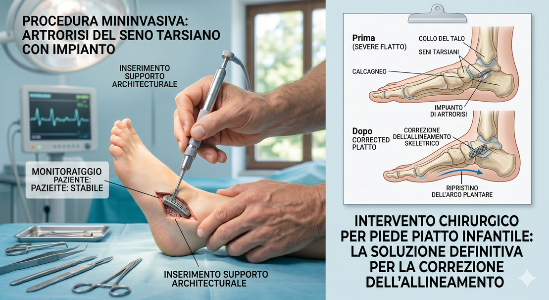 Chirurgo che esegue un intervento di correzione del piede piatto in un giovane paziente